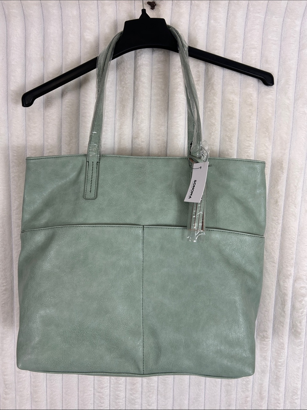 Sonoma NWT green vegan leather large pocket tote purse